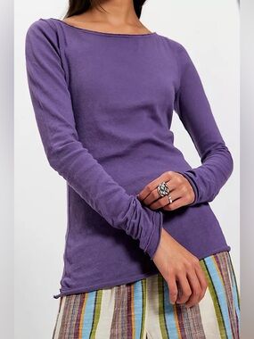 We The Free | Free People Arden Tee Bellflower Dark Purple Small New With Tags